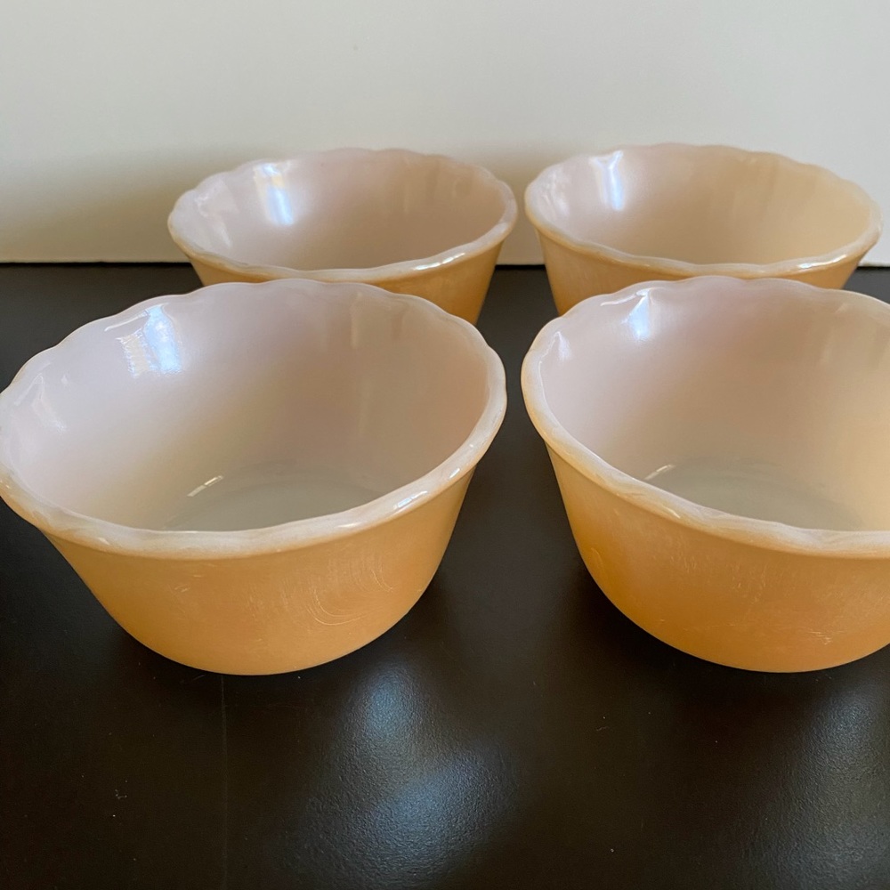 Fire King Peach Luster Custard Cups Set